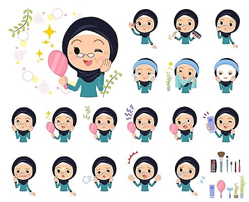 EPS 해외이미지 여자 노년 할머니 일러스트 미소 여러명 상반신 화장 뷰티 주름 피부관리 면도 스킨케어 마스크팩 세안제 노인여자만 해외202004 해외일러스트 다수 모션 표정 사람 성인 팩 세안용품 여자만 노인만 파일형식 벡터 이미지허브