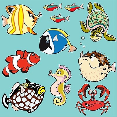 EPS 해외이미지 클립아트 동물 어린이 바다 일러스트 자연 생물 어류 물 세트 수중 게 거북이 만화 수집 그림 수족관 동물상 이국적 해외202004 해외일러스트 자연요소 파충류 갑각류 사람 조형물 수중동물 생태계 파일형식 벡터 이미지허브