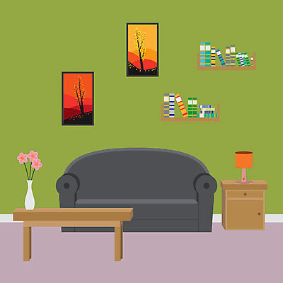 EPS 해외이미지 디자인 벽 가구 일러스트 탁자 휴식 바닥 아파트 주택 실내 내부 목재 장식 초록색 소파 꽃병 방 램프 고급 우아함 진열장 심플 장면 리빙 해외202004 해외일러스트 나무 꽃 컬러 생활용품 컨셉 의자 재료 조명 건물 파일형식 벡터 이미지허브
