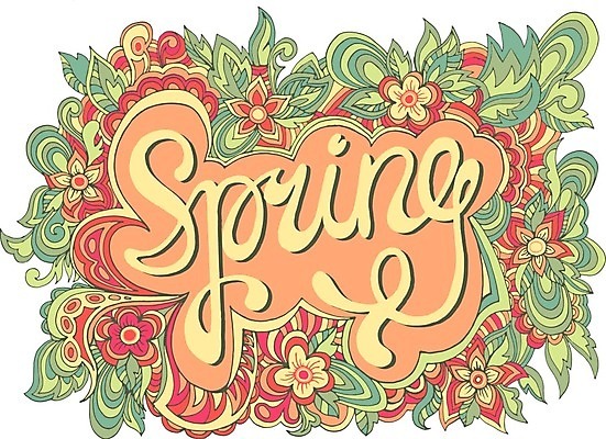 EPS 해외이미지 꽃 백그라운드 일러스트 캘리그라피 사람없음 연두색 주황색 봄 해외202004 해외일러스트 식물 계절 컬러 초록색 파일형식 벡터 이미지허브