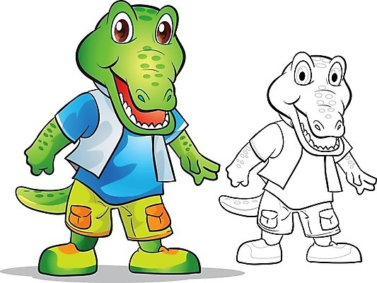 EPS 해외이미지 동물 캐릭터 행복 일러스트 자연 사람없음 초록색 악어 카툰스타일 마스코트 해외202004 해외일러스트 일러캐릭터 감정 컬러 파충류 생태계 파일형식 벡터 이미지허브