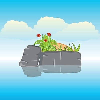 EPS 해외이미지 식물 구름 꽃 바다 섬 일러스트 풍경 물 반사 바위 작음 허브 해외202004 해외일러스트 자연요소 크기 파일형식 벡터 이미지허브