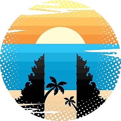 EPS 해외이미지 나무 모래 파도 바다 일러스트 휴가 손바닥 여름 파란색 야자수 햇빛 일출 일몰 대문 발리 해외202004 해외일러스트 식물 손 계절 컬러 섬 태양 문 노을 인도네시아 파일형식 벡터 이미지허브
