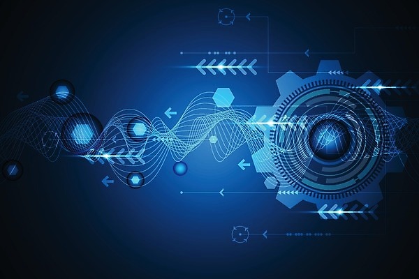 EPS 해외이미지 디자인 화살표 컨셉 일러스트 추상 미래 사람없음 그래픽 파란색 디지털 톱니바퀴 해외202004 해외일러스트 컬러 무늬 파일형식 벡터 이미지허브