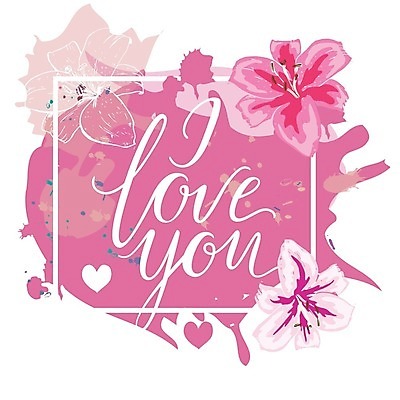 EPS 해외이미지 꽃 분홍색 백그라운드 일러스트 캘리그라피 사랑 사람없음 해외202004 해외일러스트 식물 감정 컬러 파일형식 벡터 이미지허브