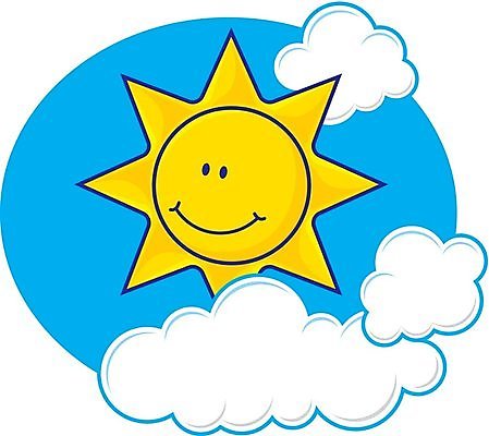 EPS 해외이미지 구름 행복 일러스트 하늘 미소 여름 파란색 태양 노란색 만화 해외202004 해외일러스트 자연요소 계절 감정 컬러 표정 파일형식 벡터 이미지허브