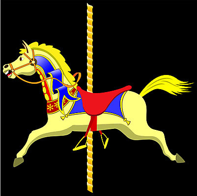 EPS 해외이미지 공원 리본 일러스트 컬러풀 축제 승차 조랑말 회전목마 해외202004 해외일러스트 공공시설 컬러 모션 말_동물 놀이기구 파일형식 벡터 이미지허브