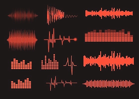 EPS 해외이미지 음악 일러스트 사람없음 빨간색 소리 볼륨 스테레오 이퀄라이저 사운드웨이브 해외일러스트 컬러 문화예술 파일형식 벡터 이미지허브