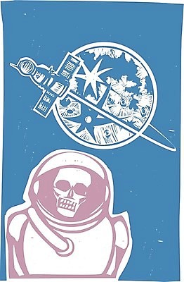 EPS 해외이미지 과학 일러스트 비즈니스 우주 인공위성 로켓 탐험 우주비행사 죽음 유령 우주선 시작 러시아 궤도 진행 목판화 소비에트 해골모형 호러 좀비 해외202004 해외일러스트 유럽 통신 모형 공포 파일형식 벡터 이미지허브