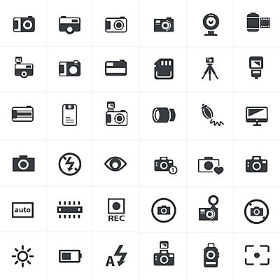 EPS 해외이미지 실루엣 일러스트 프레임 빛 컴퓨터 세트 카메라 디지털 검은색 장비 신용카드 앨범 수집 필름 삼각대 해외202004 해외일러스트 컬러 촬영기법 금융 전자제품 파일형식 벡터 이미지허브