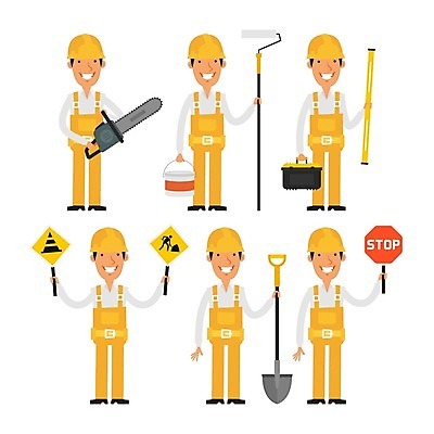 EPS 해외이미지 직업 캐릭터 디자인 산업 일러스트 노동자 미술 미소 사람 그래픽 세트 도구 플랫 헬멧 만화 수집 삽 가득함 오브젝트 서비스 사인 클립 화가 주인 건축업자 전기톱 캐리커처 해외202004 해외일러스트 일러캐릭터 건축 문화예술 표정 보호장비 그림 톱 파일형식 벡터 이미지허브