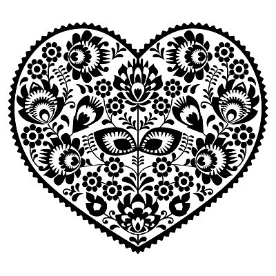 EPS 해외이미지 전통 꽃 패턴 일러스트 흑백 사람없음 화려 폴란드 해외202004 해외일러스트 식물 유럽 컨셉 무늬 촬영기법 파일형식 벡터 이미지허브