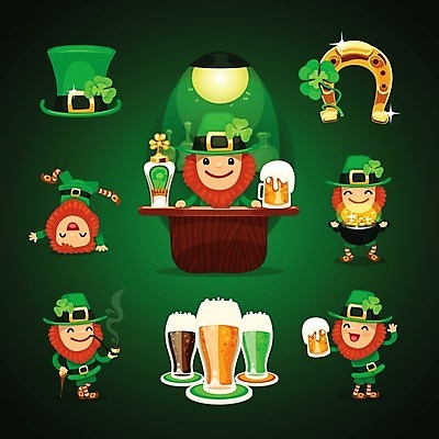 EPS 해외이미지 캐릭터 음료 잎 일러스트 휴가 맥주 미소 웃음 사람 초록색 빛 세트 축제 거품 머그컵 축하 알코올 기둥 인사 행운 유머 황금 클로버 토끼풀 만취 심볼 아일랜드 편자 해외202004 해외일러스트 일러캐릭터 식물 건축 감정 유럽 컬러 컨셉 주류 표정 컵 예절 말발굽 술취함 파일형식 벡터 이미지허브