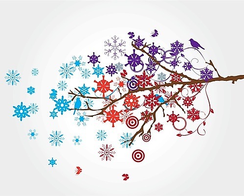 EPS 해외이미지 일러스트 추상 눈꽃 사람없음 컬러풀 나뭇가지 해외202004 해외일러스트 나무 컬러 무늬 눈_날씨 파일형식 벡터 이미지허브