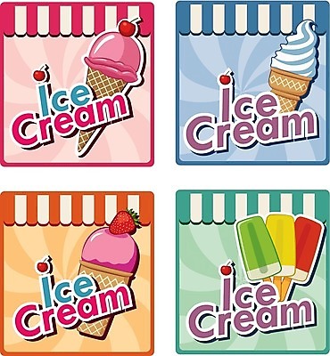 EPS 해외이미지 스티커 일러스트 아이스크림 사람없음 세트 라벨 해외202004 해외일러스트 디저트 프레임 파일형식 벡터 이미지허브