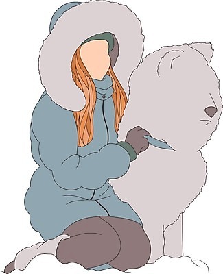 EPS 해외이미지 디자인 여자 백그라운드 컨셉 겨울 일러스트 자연 털 미술 사람 성인 그래픽 흰색 개 손그림 빨간머리 고립 아바타 해외202004 해외일러스트 헤어스타일 계절 컬러 포유류 문화예술 생태계 파일형식 벡터 이미지허브