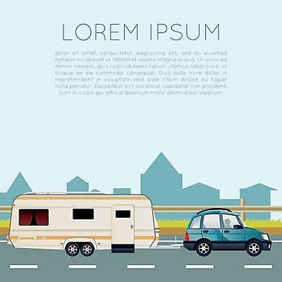 EPS 해외이미지 도로 일러스트 사람없음 여름 캠핑 운전 숲 카라반 해외202004 해외일러스트 계절 길 교통시설 모션 레저 캠핑카 파일형식 벡터 이미지허브
