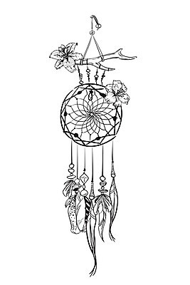 EPS 해외이미지 전통 꽃 일러스트 사람없음 장식 꿈 구슬 깃털 부적 드림캐쳐 해외202004 해외일러스트 식물 파일형식 벡터 이미지허브