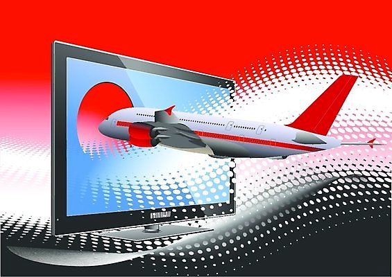 EPS 해외이미지 디자인 산업 백그라운드 일러스트 비행기 전자제품 컴퓨터 스크린 모니터 검은색 텔레비전 장비 흰색 관찰 판넬 플랫 중앙 은색 그림 승객 보여주기 동영상 고립 얇은 테크노 해외202004 해외일러스트 컬러 항공교통 모션 대중교통 파일형식 벡터 이미지허브