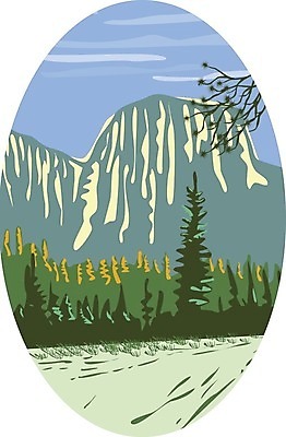 EPS 해외이미지 디자인 포스터 일러스트 산 그래픽 인쇄 복고 정사각형 캘리포니아 요세미티국립공원 지리 화강암 해외202004 해외일러스트 도형 국립공원 미국 암석 파일형식 벡터 이미지허브