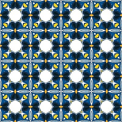 EPS 해외이미지 전통 디자인 패턴 오렌지 일러스트 벽지 추상 장식 파란색 노란색 흰색 포르투갈 타일 묘사 정사각형 모자이크 스페인어 아라베스크 엘리먼트 튀니지 해외202004 해외일러스트 도형 유럽 컬러 무늬 과일 아프리카 파일형식 벡터 이미지허브