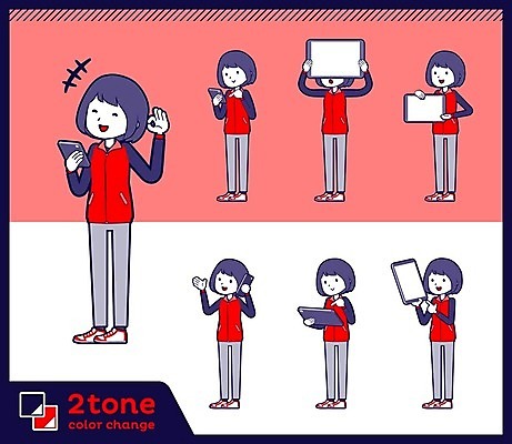 EPS 해외이미지 전신 여자 일러스트 아이디어 서기 들기 여러명 성인 빨간색 스마트폰 세트 태블릿 종업원 통화 보여주기 판매원 성인여자만 해외202004 해외일러스트 직업 컬러 다수 컨셉 모션 사람 전자제품 핸드폰 스마트기기 여자만 성인만 파일형식 벡터 이미지허브