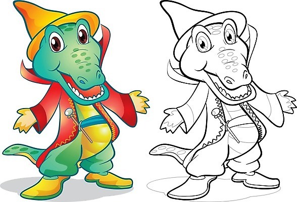 EPS 해외이미지 동물 캐릭터 디자인 행복 일러스트 미소 사람없음 악어 마스코트 해외202004 해외일러스트 일러캐릭터 감정 파충류 표정 파일형식 벡터 이미지허브