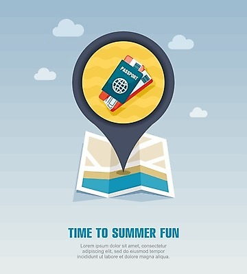 EPS 해외이미지 여행 지도 일러스트 휴가 여름 여행객 티켓 심볼 항공 사인 문서 여권 위치 승객 통과 고립 신분증 충고 이민 해외202004 해외일러스트 계절 이동 사람 증명서 파일형식 벡터 이미지허브