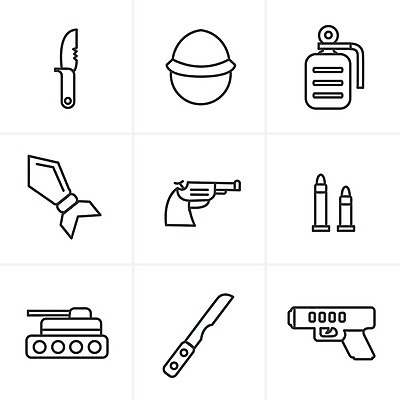 EPS 해외이미지 디자인 실루엣 무기 일러스트 비행기 우주 권총 총 로켓 보트 목표 헬멧 폭탄 심볼 항공 사인 군용 전쟁 탱크 원자 낙하산 해군 철사 육군 방패 병정 총알 수류탄 해외202004 해외일러스트 컨셉 배_교통 항공교통 대중교통 군대 촬영기법 보호장비 폭발물 파일형식 벡터 이미지허브