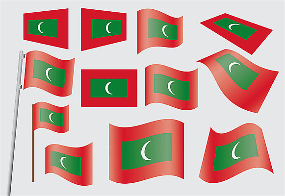 EPS 해외이미지 아시아 일러스트 목재 빨간색 초록색 세트 금속 달 흰색 깃발 초승달 수집 심볼 사인 깃대 몰디브 고립 표준 정확 해외202004 해외일러스트 자연요소 나무 나라 컬러 컨셉 재료 재질 파일형식 벡터 이미지허브