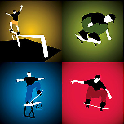 EPS 해외이미지 실루엣 스포츠 일러스트 경사 스케이트보드 바퀴 4 스케이터 해외202004 해외일러스트 운동선수 촬영기법 숫자 보드_스포츠 파일형식 벡터 이미지허브