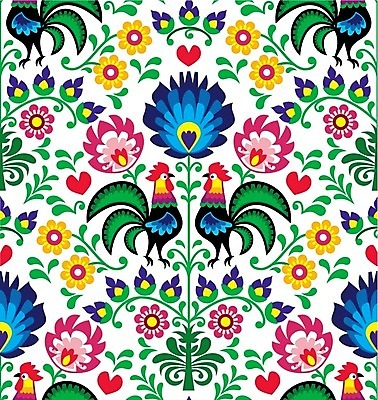 EPS 해외이미지 전통 꽃 패턴 일러스트 사람없음 컬러풀 화려 폴란드 해외202004 해외일러스트 식물 유럽 컬러 컨셉 무늬 파일형식 벡터 이미지허브