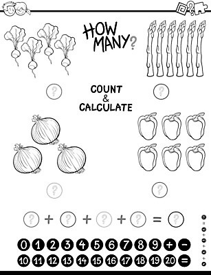 EPS 해외이미지 디자인 교육 어린이 음식 일러스트 학교 흑백 취미 그래픽 책 숫자 유치원 게임 수학 퍼즐 가르침 계산 어플리케이션 덧셈 만화 오브젝트 준비 그림 페이지 해결 색칠공부 해외202004 해외일러스트 문자 교과목 놀이 촬영기법 사람 학습 색칠 파일형식 벡터 이미지허브