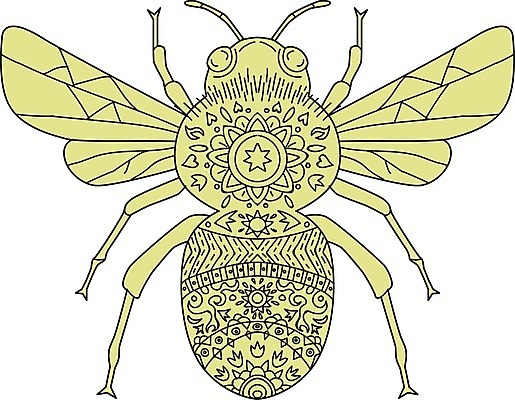 EPS 해외이미지 동물 야생동물 곤충 패턴 날개 일러스트 그래픽 벌 흰배경 고립 만다라 방사형 호박벌 해외202004 해외일러스트 백그라운드 무늬 흰색 벌_곤충 파일형식 벡터 이미지허브