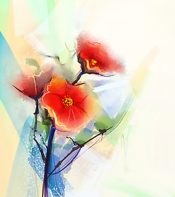 JPG 해외이미지 꽃 일러스트 수채화 미술 사람없음 빨간색 그림 번짐 손그림 양귀비 해외202004 해외일러스트 식물 컬러 문화예술 파일형식 효과 이미지허브