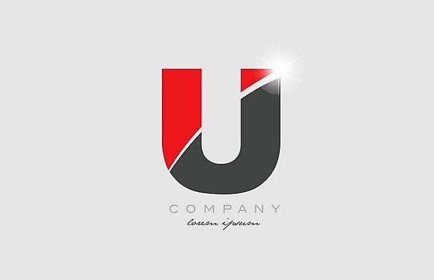 EPS 해외이미지 모양 템플릿 디자인 알파벳 백그라운드 일러스트 회사 비즈니스 빨간색 반짝임 회색 U 편지 심볼 신분 엘리먼트 활자 해외202004 해외일러스트 영어 컬러 모션 활자판 파일형식 벡터 이미지허브