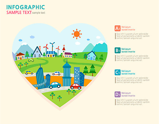 주간 나무 식물 컬러 일러스트 자동차 통계 잔디 사람없음 야외 건물 컬러풀 마을 자료 인포그래픽 하트 국내일러스트 AI파일 자연요소 모양 건축물 육상교통 파일형식 벡터
