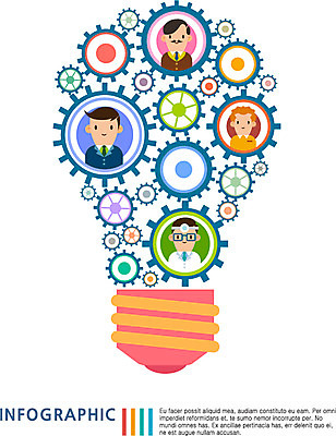 직업 남자 컬러 일러스트 전구 통계 사람 여러명 컬러풀 자료 인포그래픽 의사 직장인 바퀴 톱니바퀴 남자만 국내일러스트 AI파일 다수 의료진 파일형식 벡터