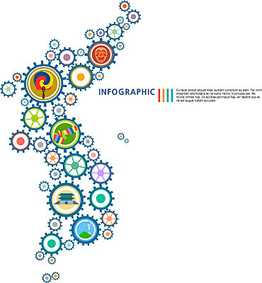 한국전통 나라 컬러 일러스트 통계 산 사람없음 컬러풀 자료 인포그래픽 바퀴 부채 성 한복 땅 톱니바퀴 탈 국내일러스트 AI파일 전통 건축물 한국 가면 전통의상 파일형식 벡터