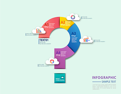 구름 컬러 일러스트 통계 그래프 사람없음 컬러풀 자료 인포그래픽 물음표 서류판 국내일러스트 AI파일 자연요소 기호 사무용품 파일형식 벡터