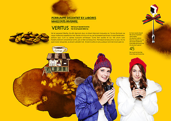 PSD 서양인 외국인 백인 템플릿 편집 모자 표지디자인 북디자인 출판디자인 계절 여자 리본 내지 커피 음료 백그라운드 크리스마스 겨울 북커버 산타모자 웃음 들기 사람 이벤트 팜플렛 상반신 20대 성인 두명 컵 상점 숟가락 카페 원두 패딩 여자만 성인여자만 청년만 청년여자만 성인만 이미지템플릿 모자_잡화 식기 잡화 기념일 모션 수저 표정 인종 청년 점퍼 파일형식