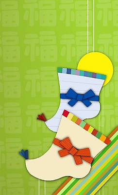 PSD 전통 컬러 백그라운드 일러스트 새해 사람없음 연두색 태양 버선 국내일러스트 자연요소 양말 전통소품 초록색 파일형식