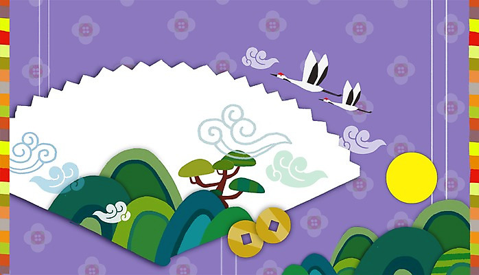 PSD 동물 구름 전통 컬러 백그라운드 두마리 일러스트 조류 새해 산 사람없음 태양 보라색 학 소나무 부채 국내일러스트 자연요소 나무 2 파일형식