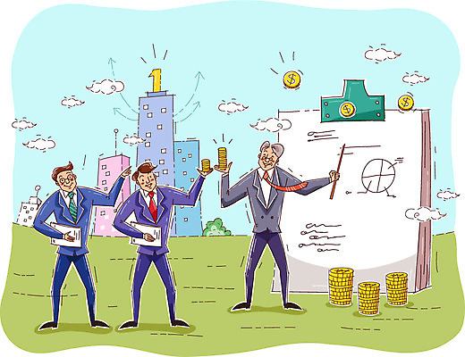 주간 교육 남자 종이 돈 일러스트 회사 비즈니스 집게 사람 정장 성인 야외 세명 직장인 비즈니스맨 작업실 상사 직원 남자만 성인남자만 성인만 국내일러스트 AI파일 자연요소 직업 옷 재산 파일형식 벡터