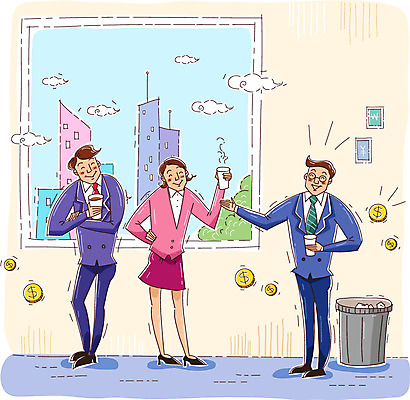 여자 남자 커피 일러스트 회사 비즈니스 창문 휴식 실내 사람 정장 성인 건물 세명 사무실 쓰레기통 직장인 비즈니스맨 비즈니스우먼 직원 수다 성인만 국내일러스트 AI파일 직업 건축물 옷 음료 컨셉 대화 내부 파일형식 벡터