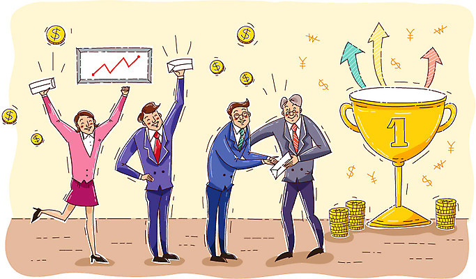 전신 여자 남자 돈 일러스트 회사 비즈니스 서기 사람 정장 여러명 성인 우승 직장인 비즈니스맨 비즈니스우먼 상사 트로피 직원 즐거움 보너스 성인만 국내일러스트 AI파일 직업 옷 감정 다수 모션 최고 재산 상_우승 파일형식 벡터