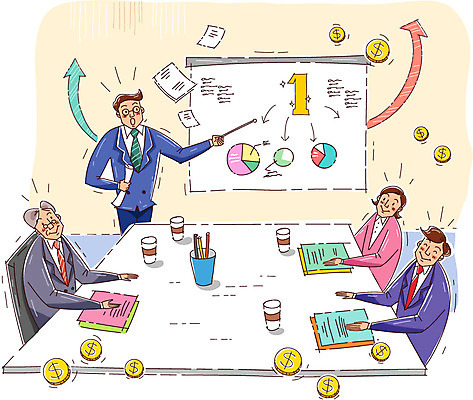 여자 남자 화살표 일러스트 회사 비즈니스 탁자 회의 그래프 실내 사람 정장 여러명 성인 듣기 직장인 비즈니스맨 비즈니스우먼 발표 작업실 상사 프레젠테이션 분석 회의실 직원 성인만 국내일러스트 AI파일 직업 옷 가구 다수 컨셉 모션 내부 파일형식 벡터