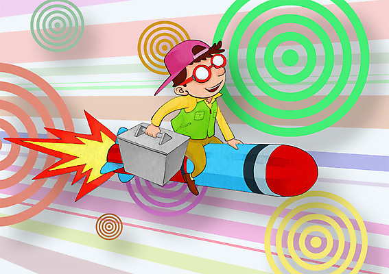 PSD 남자 일러스트 한명 사람 성인 로켓 비행 배달원 배송 철가방 신속배달 퀵 남자만 남자한명만 성인남자만 성인만 국내일러스트 직업 1 가방 퀵서비스 파일형식