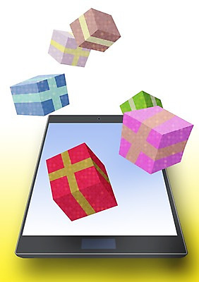 PSD 일러스트 모바일 선물 사람없음 스마트폰 쇼핑 상자 배송 택배 온라인쇼핑 모바일쇼핑 국내일러스트 핸드폰 스마트기기 운송업 온라인 파일형식