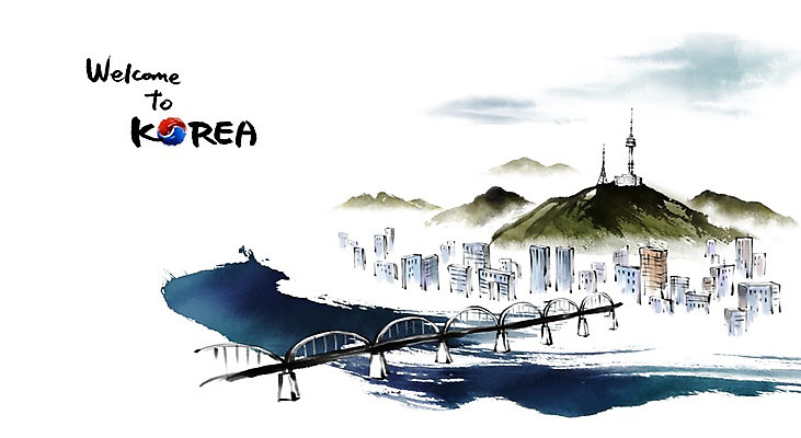 PSD 문화 여행 캘리배경 백그라운드 일러스트 캘리그라피 유적지 서울 한국 수묵화 사람없음 관광지 도시 동양화 한강 남산 국내여행 가교 국내일러스트 건축물 아시아 고건축 미술 랜드마크 파일형식